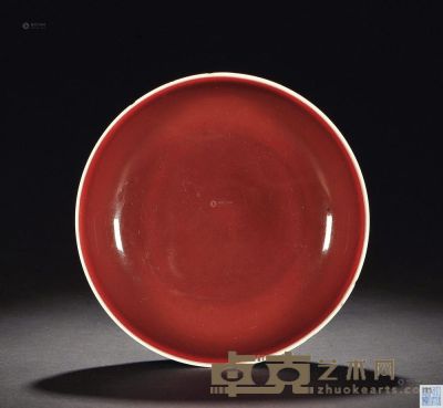 清乾隆 祭红釉盘 直径18.5cm