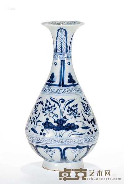 元 青花莲塘纹玉壶春瓶 高25.5cm