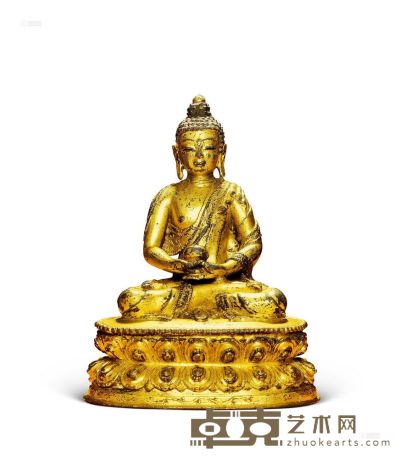 15世纪 铜鎏金阿弥陀佛 高15cm