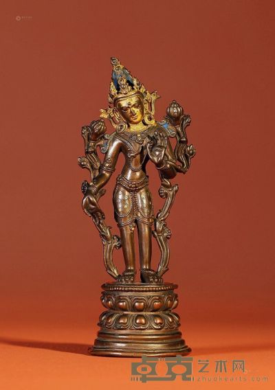 17世纪 合金铜莲花手菩萨 高17cm