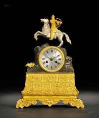 19世纪 铜鎏金骑射座钟
