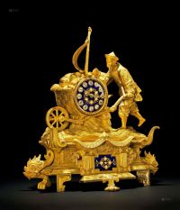 19世纪 铜鎏金嵌珐琅座钟
