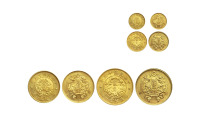 民国十五年（1926年）龙凤壹角、贰角银币银模金铸样币一组二枚