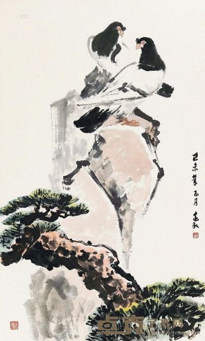 蒋兆和 和平鸽 立轴 92.5×55cm