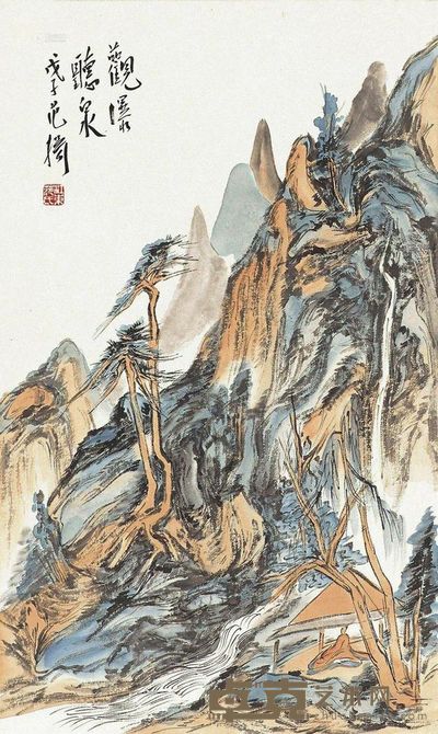 范扬 观瀑听泉 卡纸镜片 65×39cm