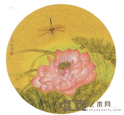 江宏伟 荷花蜻蜓 卡纸镜片 31×31cm