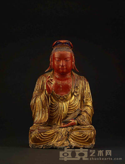 木漆金观音 高40.5cm