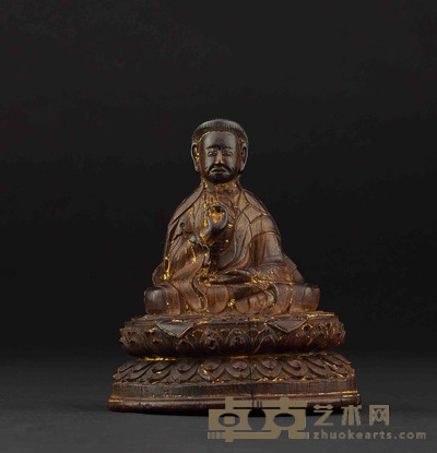 漆金紫檀上师像 高14.5cm