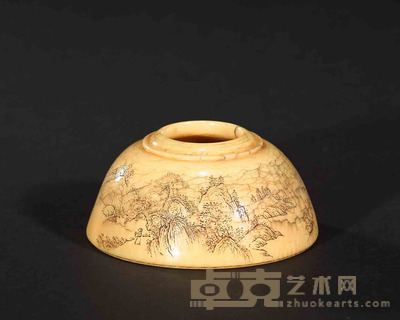 象牙盛大士刻山水诗文水丞 口径2cm 直径6cm 高3.2cm
