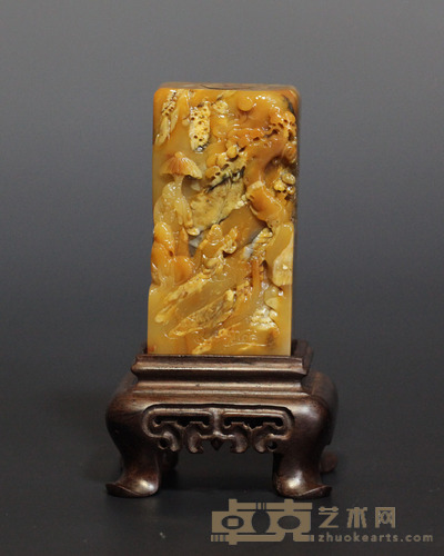 昌化田黄石薄意印章 6.8cm×3.5cm×2.2cm