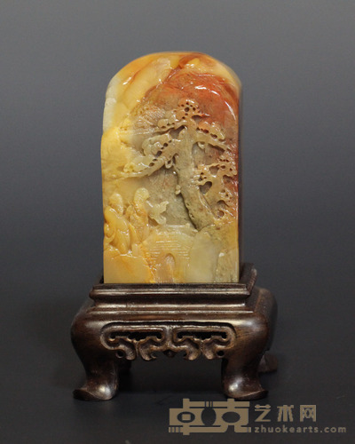 昌化田黄石薄意印章 7.3cm×4.2cm×2.9cm