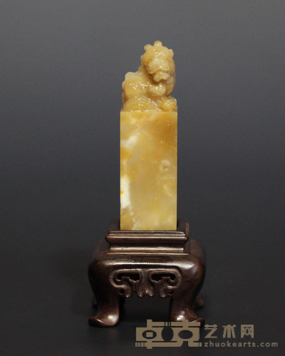 昌化田黄石薄意印章 6.7cm×2cm×1.9cm