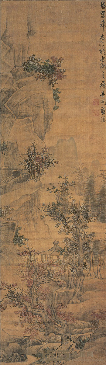 蓝瑛 春树读易图 140.5×40.5cm