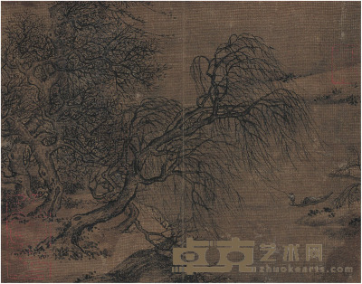 佚名 柳塘归渔图 15.5×12cm