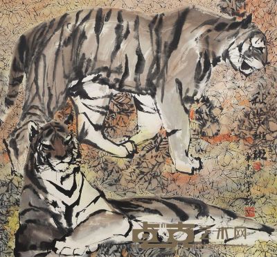李巍 辛未（1991）年作 秋叶斑斑 镜片 88×94cm