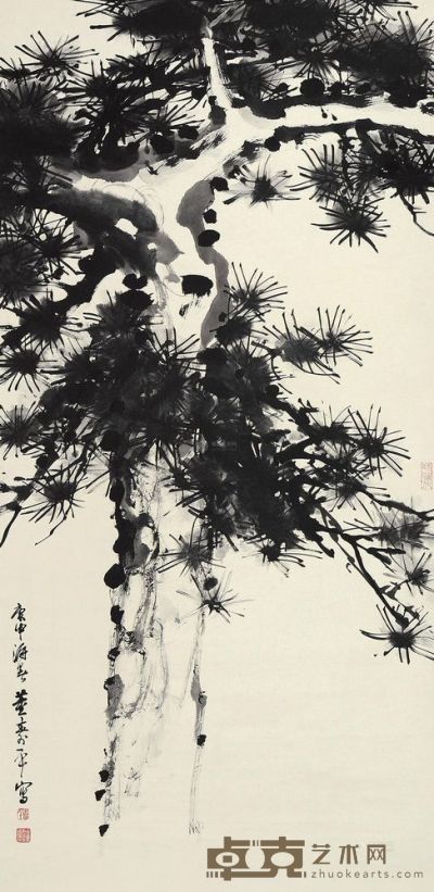 董寿平 庚申（1980）年作 松 立轴 134.5×66.5cm
