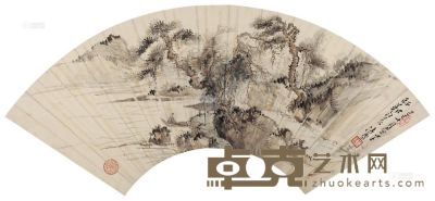 溥儒 己巳（1929）年作 泛舟图 扇片 17×51cm×2