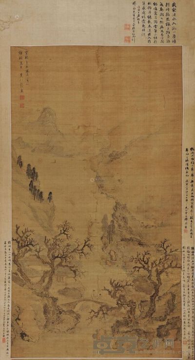 张宏 辛未（1631）年作 听泉图 镜片 111×61cm