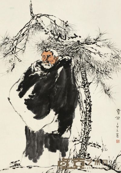 张友宪 壬申（1992）年作 雪翁 镜片 138.5×97cm