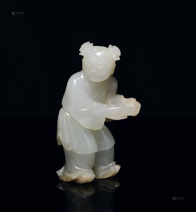 白玉圆雕童子把件