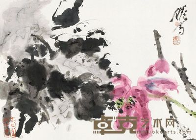 吴冠南 荷花 镜片 35.5×48.5cm