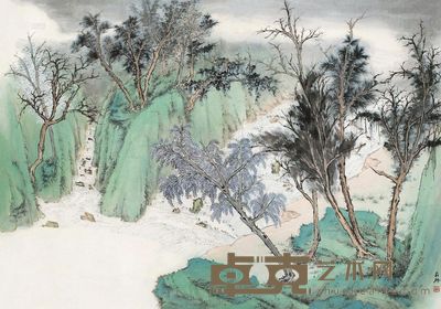 鞠崧楠 松瀑图 镜片 142×200cm
