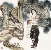 韩硕 辛巳（2001）年作 山鬼图 镜框