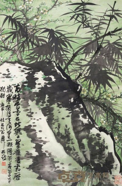 谢稚柳 庚申（1980）年作 三清图 立轴 77.5×50cm