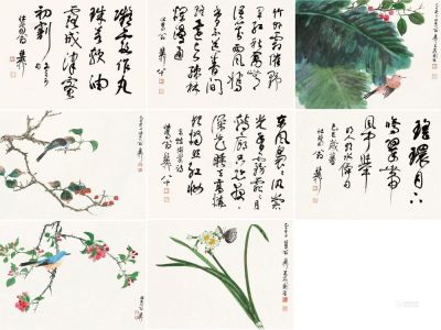 谢稚柳 己巳（1989）年作 秋禽兰蝶册 册页