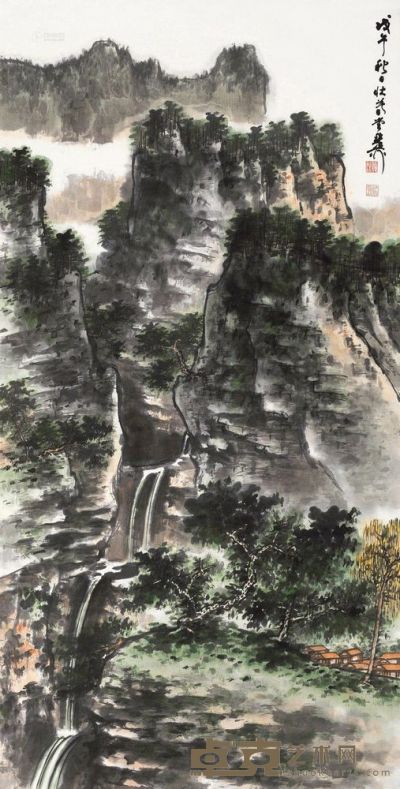 谢稚柳 戊午（1978）年作 山水清音 立轴 136×68cm