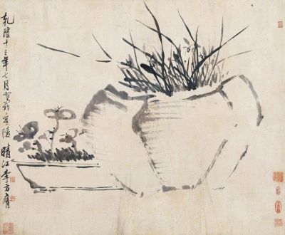 李方膺 1748年作 清供 镜片