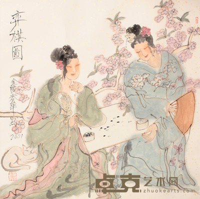杨春华 弈棋图镜片 68×68