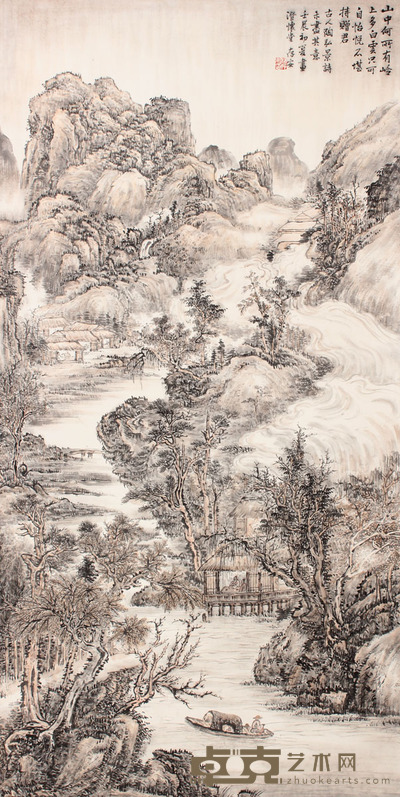 林存安 山水镜片 133×67
