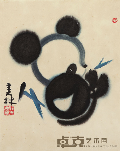 韩美林 熊猫 46×37cm