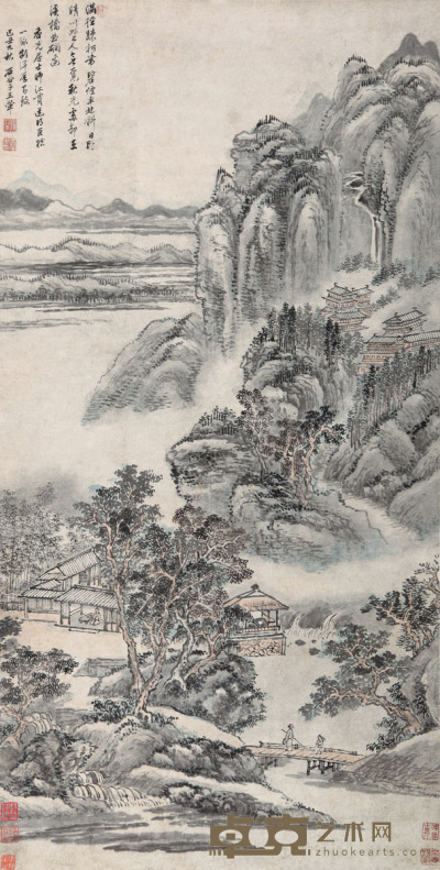 王翚 溪山访友 87×44cm.