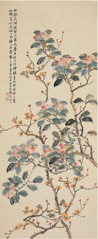 陆恢  山茶花图