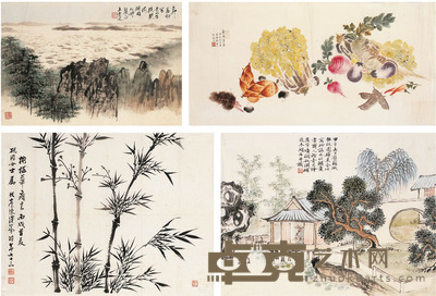 朱砚因 、王青之 、俞叔渊 、陈汉第  花鸟·山水 67.5×33cm 51.5×34.5cm 48×36cm 43×33.5cm