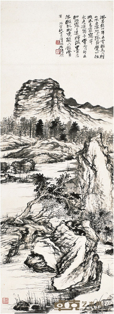 黄君璧 临石涛山水图 129×46.5cm