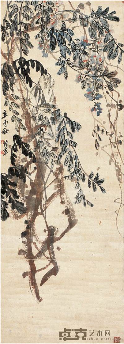 陈半丁 紫藤图 115.5×42cm