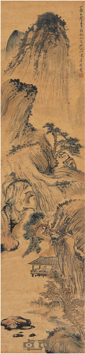 钱瘦铁  山静虚怀图 135.5×33cm