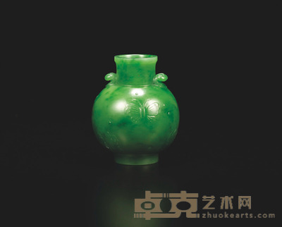 瞿利军 蝶芳 碧玉瓶 66×55×55mm重量：94.2g