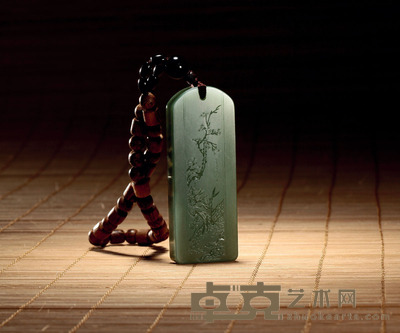 庞然 岁寒三友 青玉牌 85×32×11mm重量:95.1g