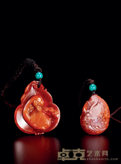 张晓玲 鹅趣 南红挂件 40×35×11mm 31×22×17mm重量:18.5g 15.8g