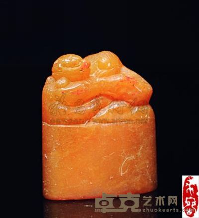 寿山石刻兽钮章 2.6×1×3.1cm