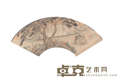 徐 操 人物扇面镜片 18×52