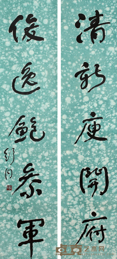 舒  同 书法对联立轴 129×32×2
