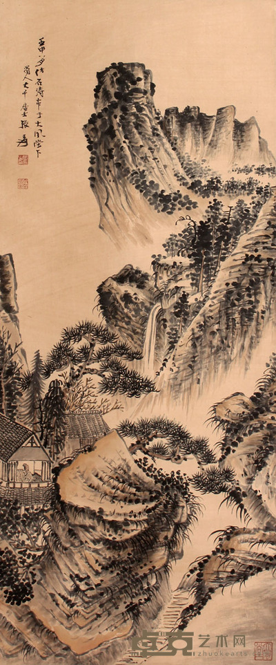 张大千 山水立轴 92×39