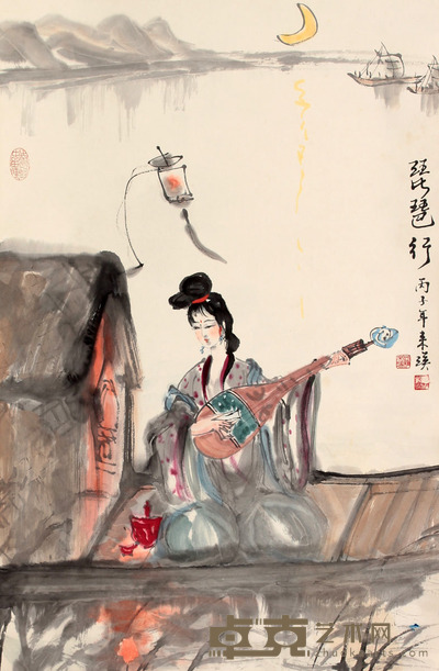 罗来瑛 人物立轴 68×44