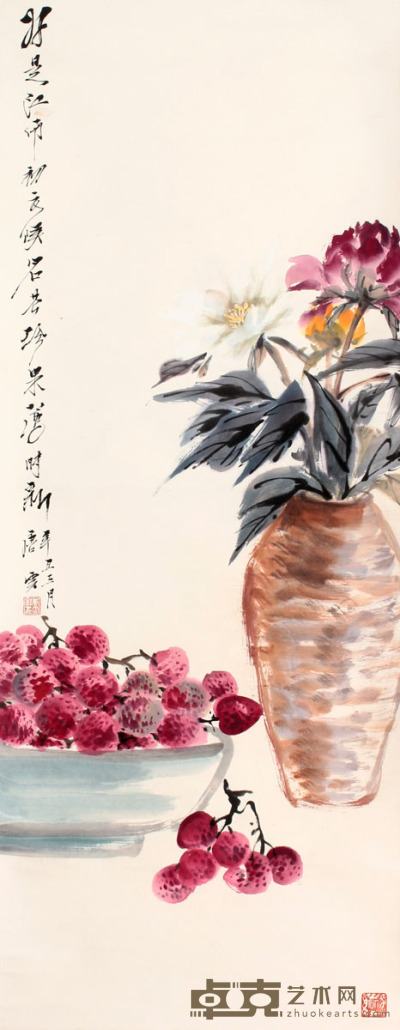 唐  云 花卉立轴 116×45