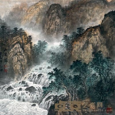 张玉田 2012年 山泉图 68×68cm